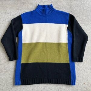Vintage obermeyer color block stripe wool sweater top